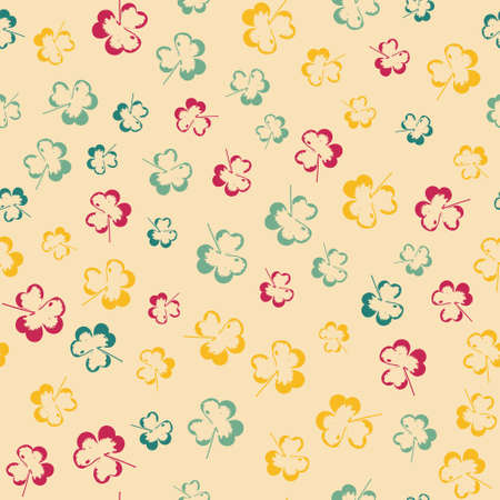 Abstract seamless pattern with colorful leaves on pale yellow backgroundのイラスト素材