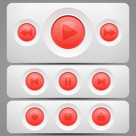 Media player buttons set, web design elements, vector illustrationのイラスト素材