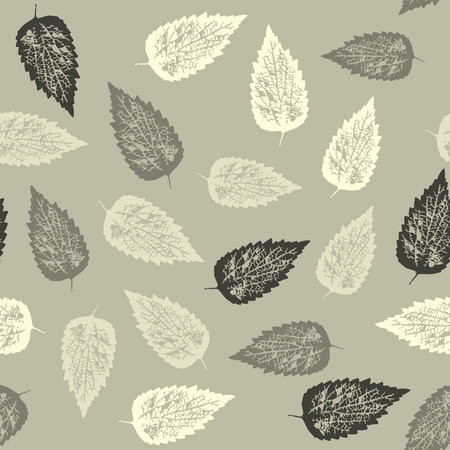 Seamless pattern with fallen leaves on light backgroundのイラスト素材