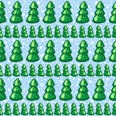 Seamless pattern with Christmas trees on blue background. Vector illustration for your design