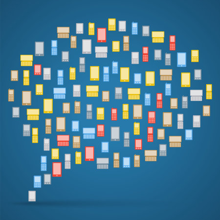Bubble made from colorful icons phones, social media designのイラスト素材