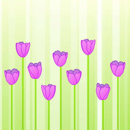 Pink tulips in a row, vector illustrationのイラスト素材