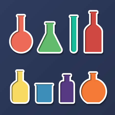 Chemical tubes icons set. のイラスト素材