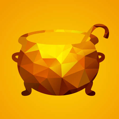 Witch cauldron of triangles. Vector illustration flat icon for your halloween party design.のイラスト素材