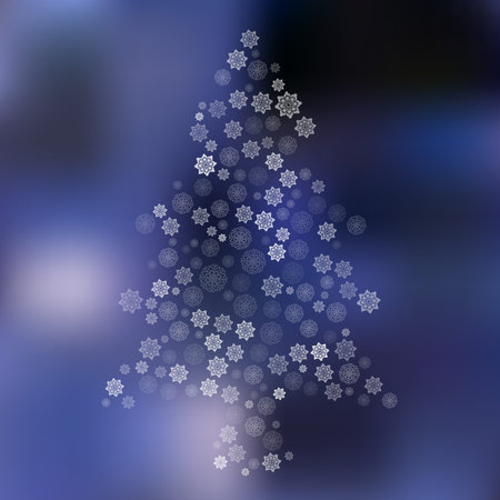 Christmas card with fir-tree from snowflakes. Vector illustrationのイラスト素材