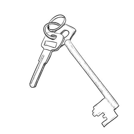 Vector sketch illustration of keysのイラスト素材