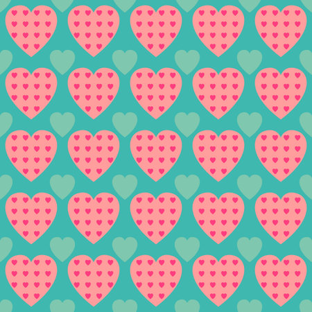 Seamless pattern with applique hearts. Vector background