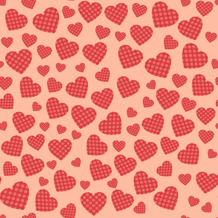 Seamless pattern with applique hearts. Vector background