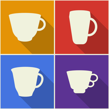 Kitchen utensils and cookware flat icons set. Modern design style vector illustration symbol collection.のイラスト素材