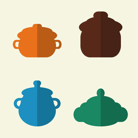 Kitchen utensils and cookware flat icons set. Modern design style vector illustration symbol collection.のイラスト素材