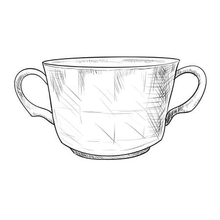 Vector sketch illustration of pot. Hand draw illustration.のイラスト素材