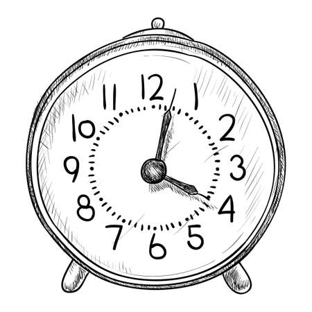 Vector sketch of clock. Hand draw illustration.のイラスト素材