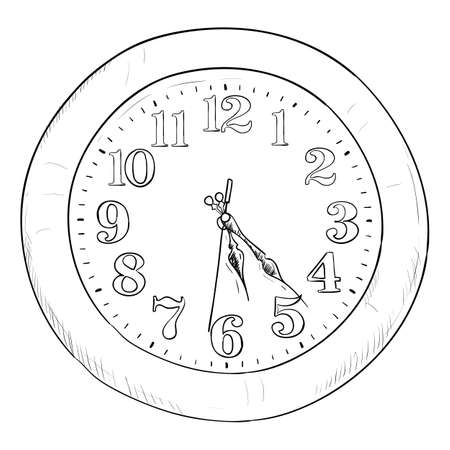 Vector sketch of clock. Hand draw illustration.のイラスト素材