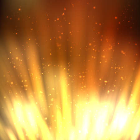 Bright shining fire lines with sparkles on blurred background. Vector illustration for your designのイラスト素材