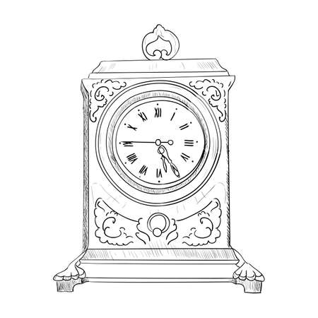 Vector sketch of clock. Hand draw illustration.のイラスト素材