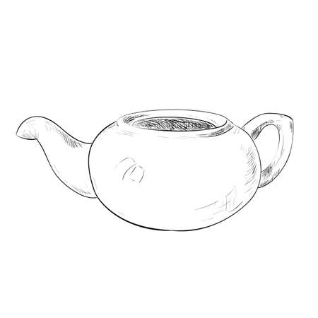 Vector sketch of teapot. Hand draw illustration.のイラスト素材