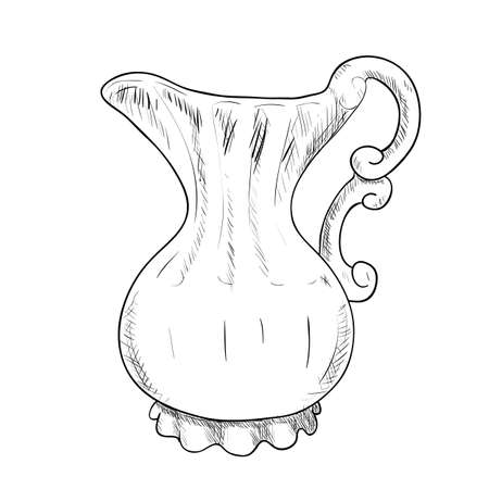 Vector sketch of jug. Hand draw illustration.のイラスト素材