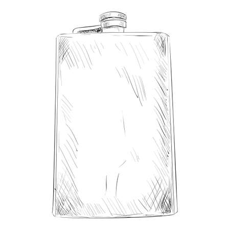 Vector sketch of military or hunting flask. Hand draw illustration.のイラスト素材