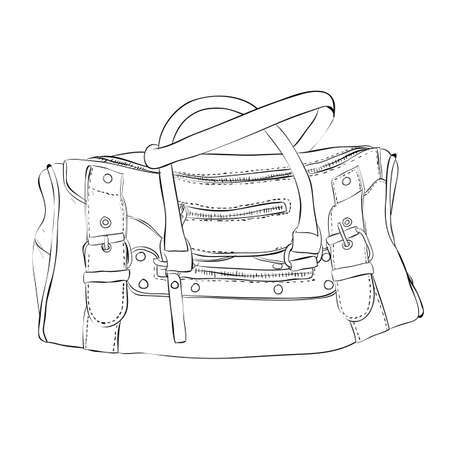 Vector sketch sports bag with pockets. Hand draw illustration.のイラスト素材