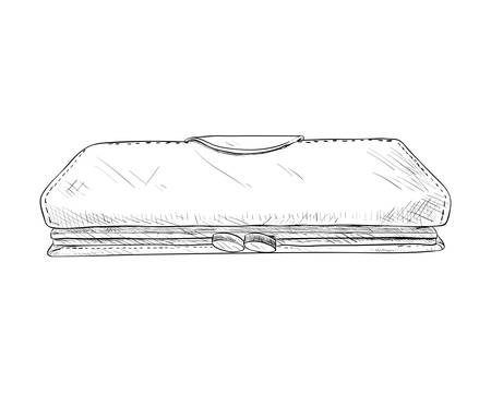 Vector sketch of wallet. Hand draw illustration.のイラスト素材