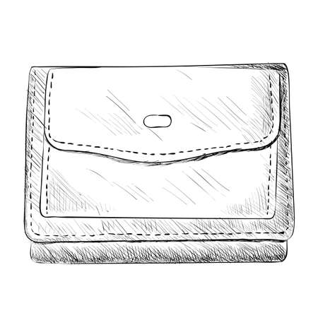 Vector sketch of wallet. Hand draw illustration.のイラスト素材