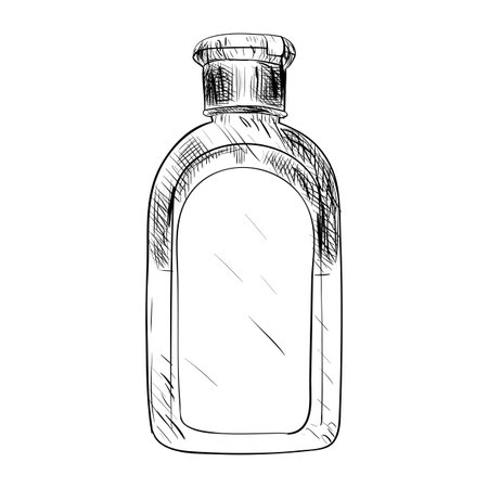 Vector sketch of bottle. Hand draw illustration.のイラスト素材