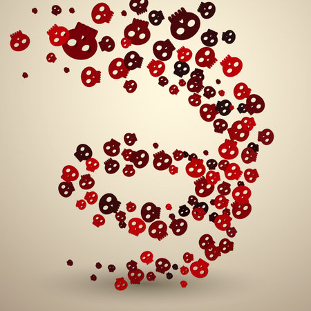 Tornado of red skulls. Vector illustration for Halloweenのイラスト素材