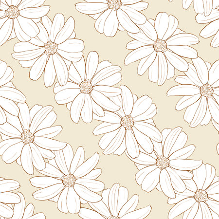 Seamless pattern background with white flowers. Vector illustrationのイラスト素材