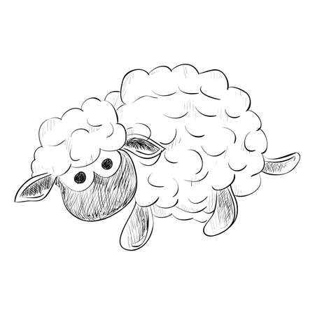 Vector sketch of toy sheep. Hand draw illustration.のイラスト素材