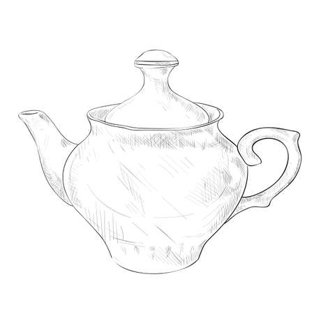 Vector sketch of teapot. Hand draw illustration.のイラスト素材