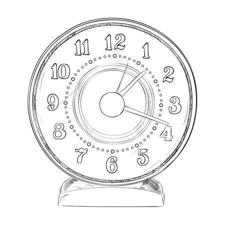 Vector sketch of clock. Hand draw illustration.のイラスト素材