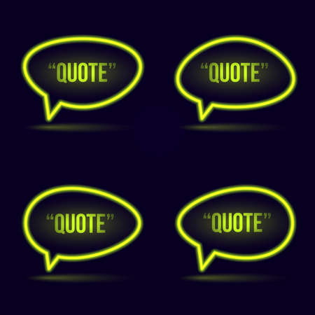 Glowing neon speech bubble icon for text quote. Vector blank templateのイラスト素材