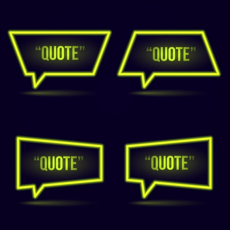 Glowing neon speech bubble icon for text quote. Vector blank templateのイラスト素材