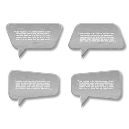 3d metal plate speech bubble icon for text quote. Vector blank templateのイラスト素材
