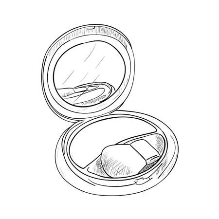 Sketch of powder box with mirror.のイラスト素材