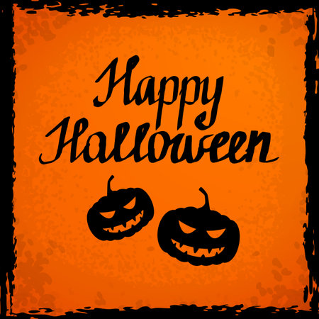 Happy Halloween lettering banner design. Template vector illustration for holiday greeting cardのイラスト素材