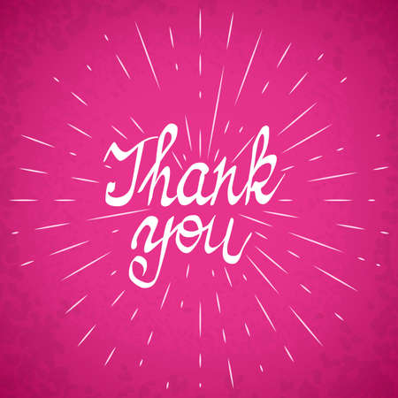 Thank You sticker handwritten inscription. Hand drawn lettering. Calligraphy greeting card. Vector illustration.のイラスト素材