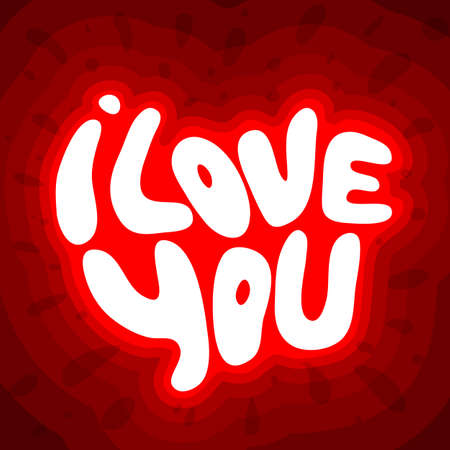 Words I Love you shaped in heart symbol. Hand draw lettering vector illustrationのイラスト素材
