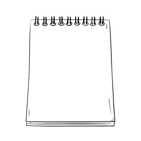 Vector sketch a notepad with spring. Hand draw illustration.のイラスト素材