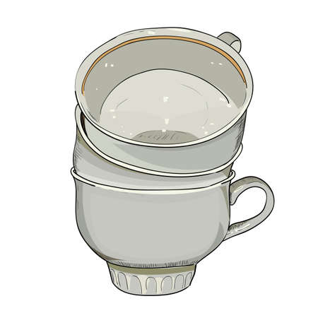 Vector color sketch of cups. Hand draw illustration.のイラスト素材