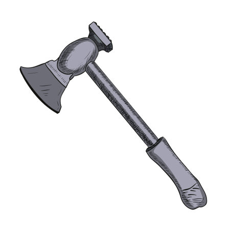 Vector color sketch of axe for meat. Hand draw illustration.のイラスト素材