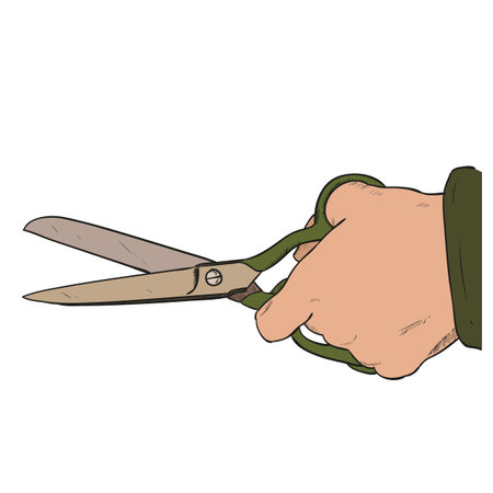 Vector color sketch of kitchen scissors. Hand draw illustration.のイラスト素材