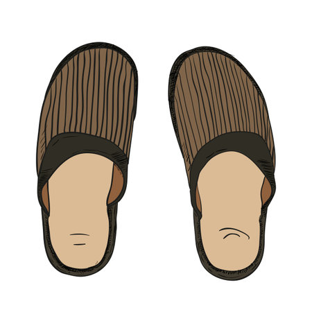 Vector color sketch of slippers. Hand draw illustration.のイラスト素材