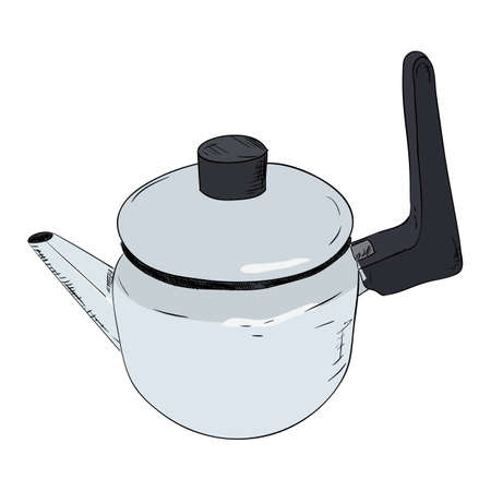 Vector color sketch illustration of kettle. Hand draw illustration.のイラスト素材