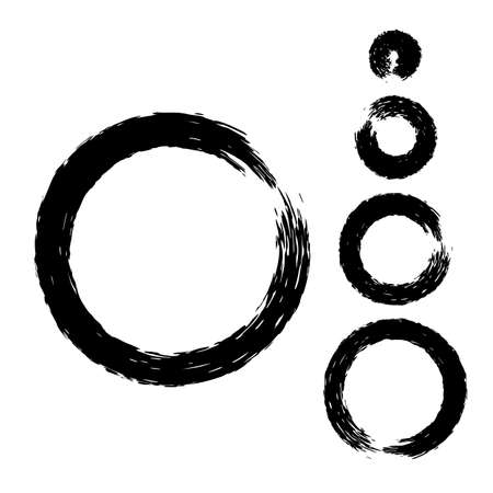 Grunge circle with brush. Set of black round brushes. Collection of vector graphics elements for your designのイラスト素材
