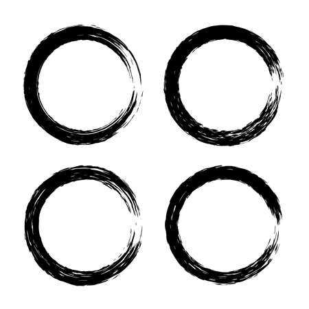 Grunge circle with brush. Set of round brushes. Collection of vector graphics elements for your designのイラスト素材