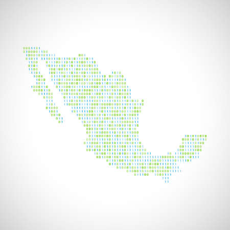 Binary digital map of Mexico, Silhouette from binary computer codeのイラスト素材