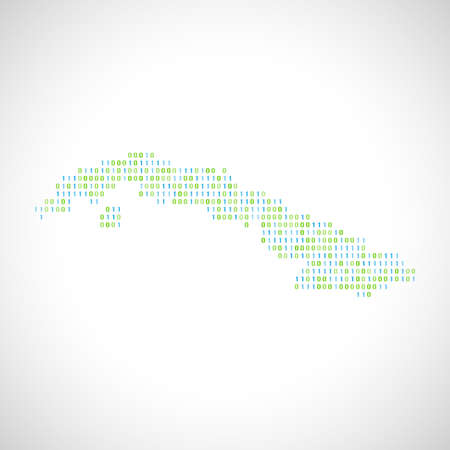 Binary digital map of Cuba. Silhouette from binary computer codeのイラスト素材