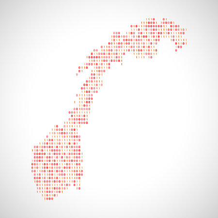 Binary digital map of Norway. Silhouette from binary computer codeのイラスト素材