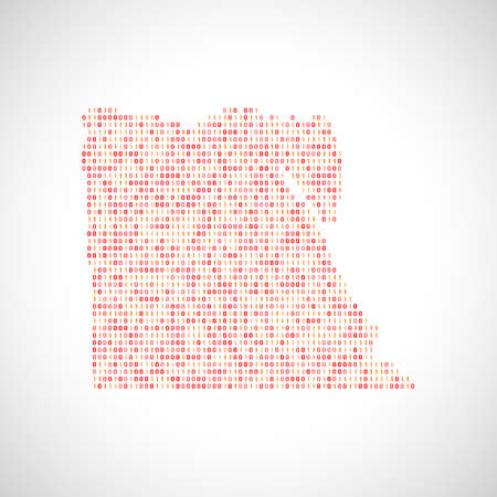 Binary digital map of Egypt, Silhouette from binary computer codeのイラスト素材